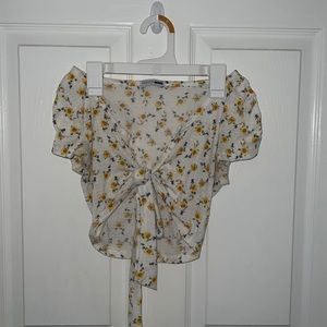 Floral crop top with tie